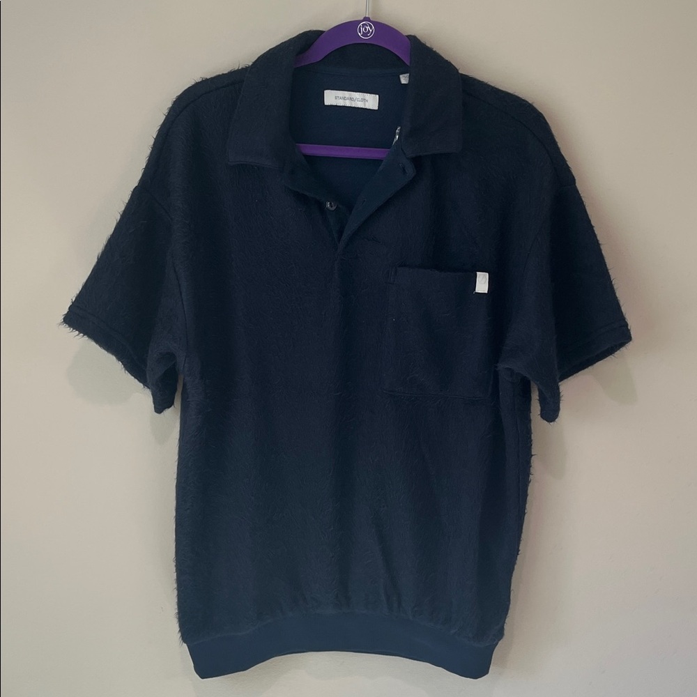 Men’s Urban Outfitters Fuzzy Black Polo Shirt
